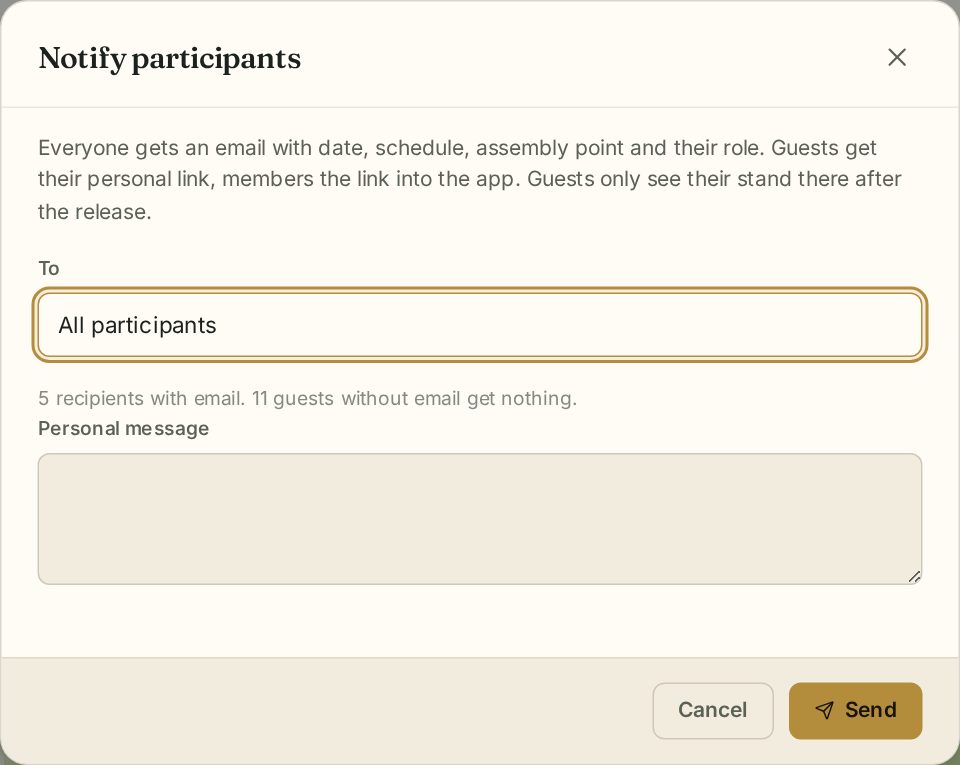 Notify participants